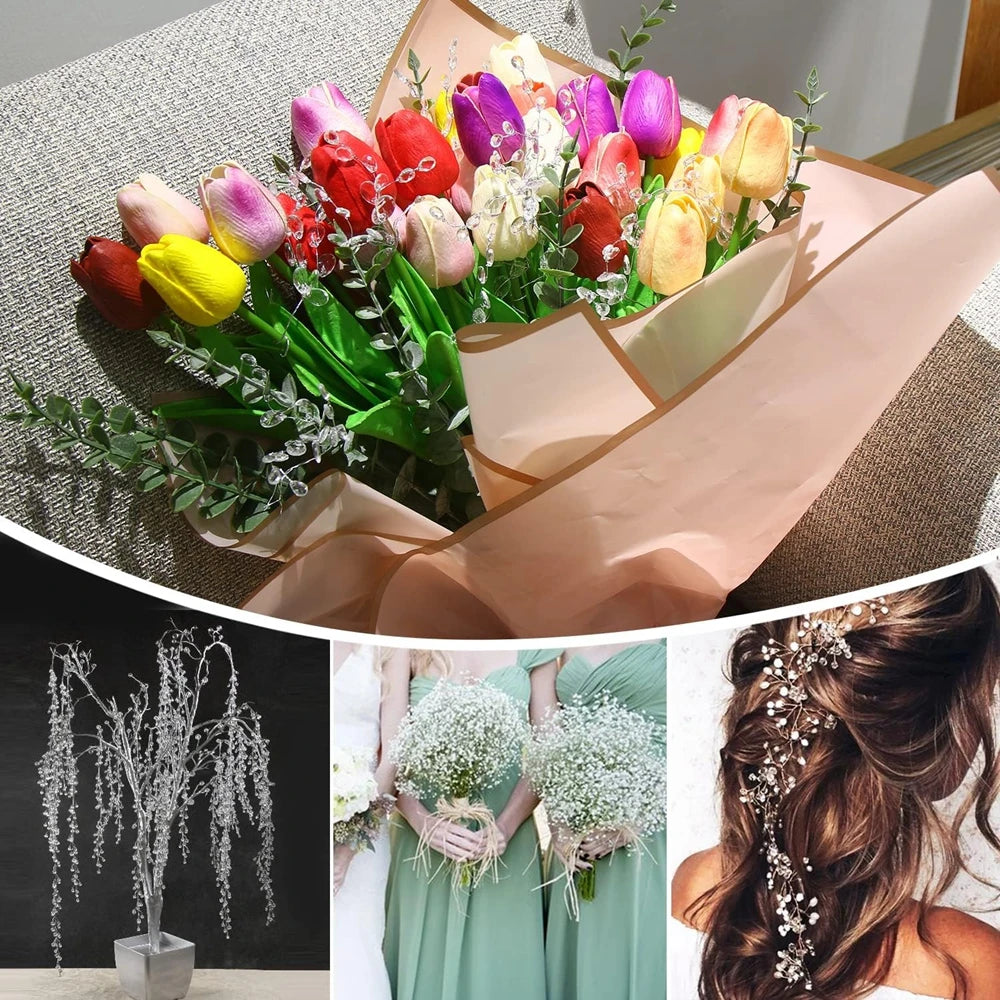 Acrylic Crystal Water Droplet Flowers – Wedding & DIY Décor Artificial Craft Flowers Babs