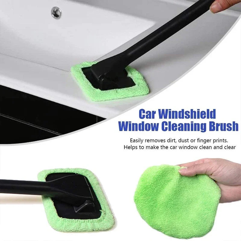 Car Window Cleaner Brush Kit – Long Handle Microfiber Wiper Car Cleaning Brush Babs