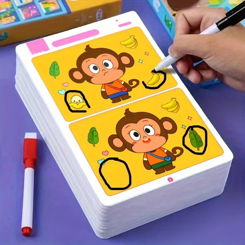 Kids Spot the Difference Game Cards – Focus & Learning Activity Educational Game Cards Babs