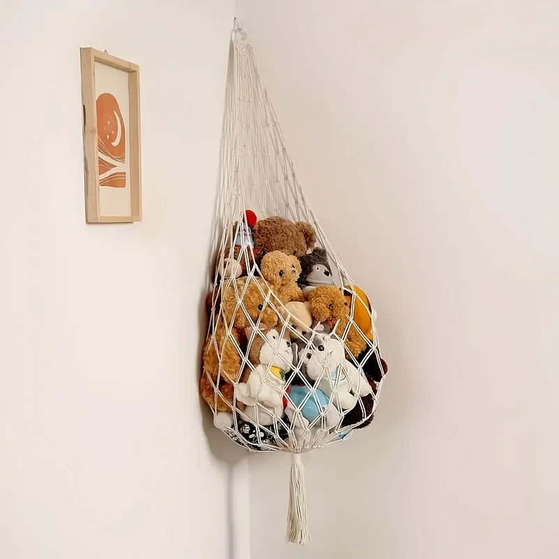 Large Macrame Stuffed Animal Hammock – Boho Corner Toy Storage Toy Storage Hammock Babs