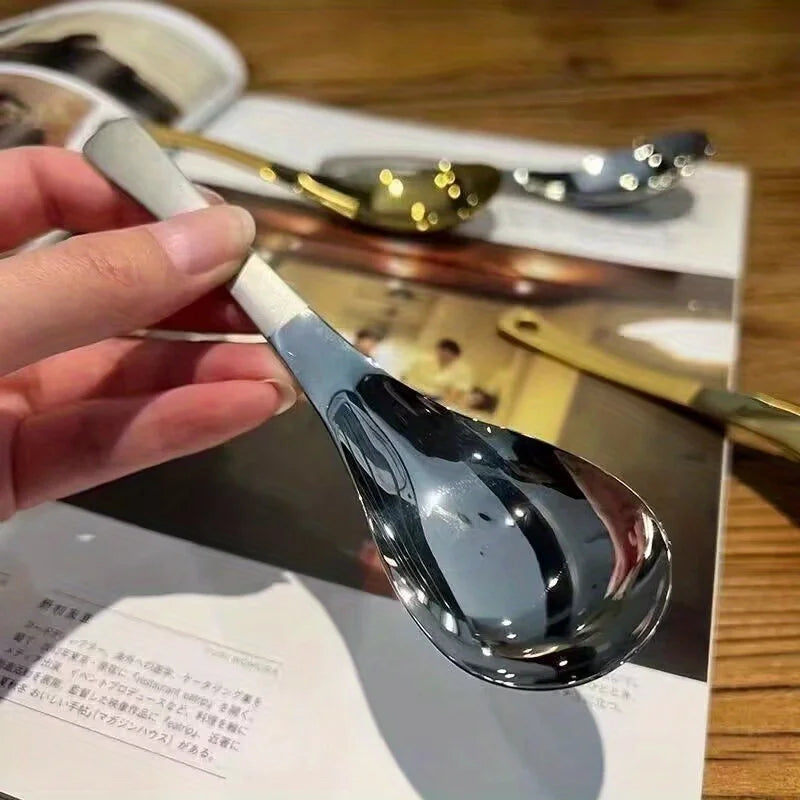 Stainless Steel Golden Soup Spoon – Short Handle Caviar Spoon Kitchen Spoon Babs Silvery