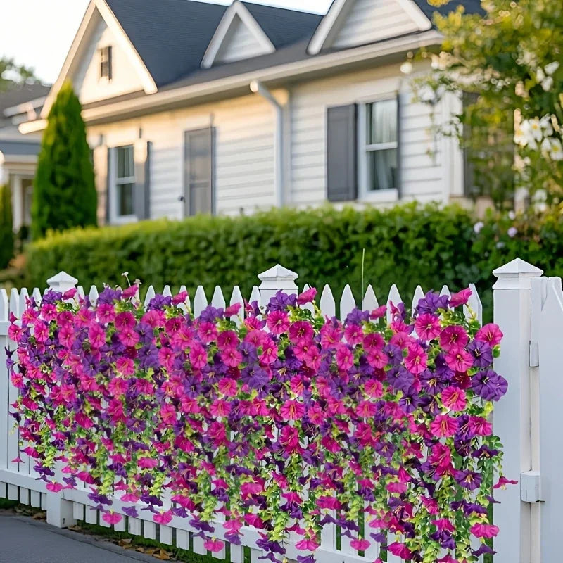 Artificial Morning Glory & Eucalyptus Hanging Floral Decor Artificial Hanging Decor Babs
