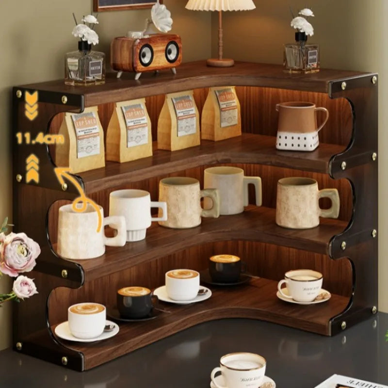 Wooden & Acrylic Desktop Cup Holder – Drinkware Organizer Cup Holder Rack Babs