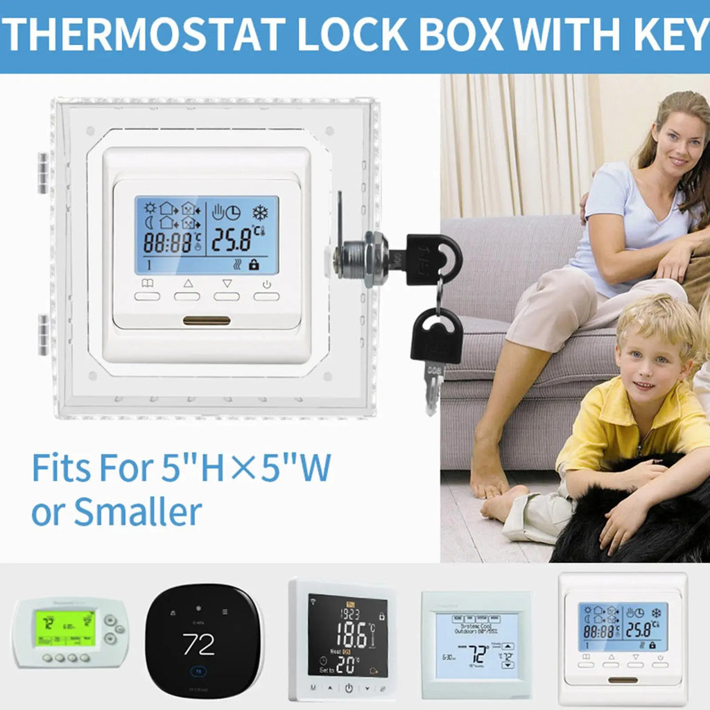 Transparent Thermostat Lock Box Cover with Keys | PC Guard Thermostat Lock Box Babs