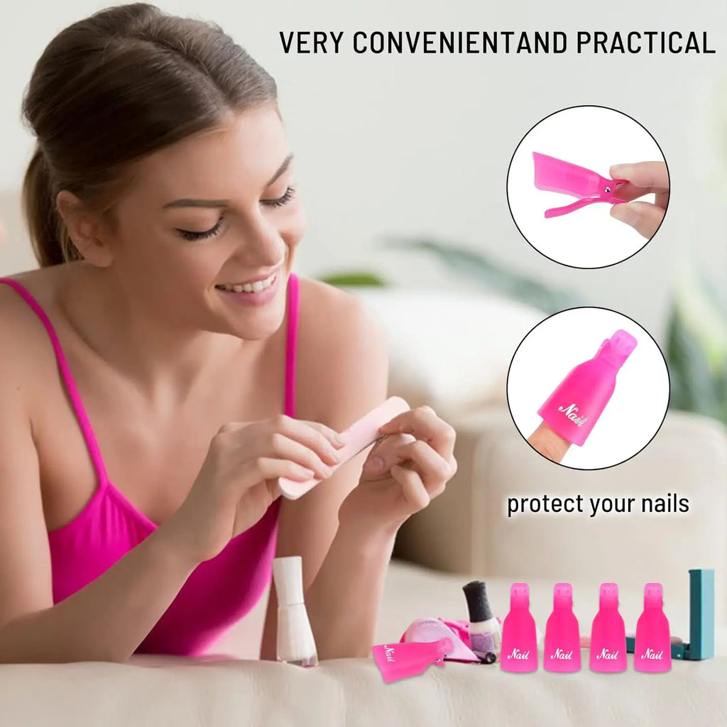 10-Pack Reusable Nail Soak-Off Removal Clips – Multi-Color Nail Removal Clips Babs