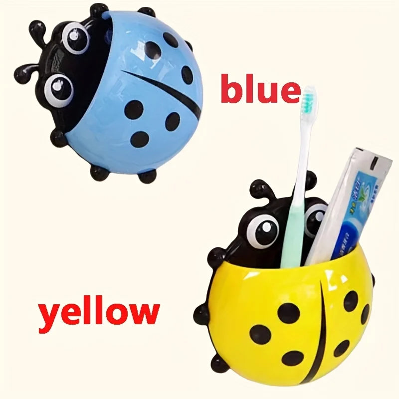 2pcs Ladybug Wall-Mounted Toothbrush Holder | No-Drill Organizer Toothbrush Holder Babs