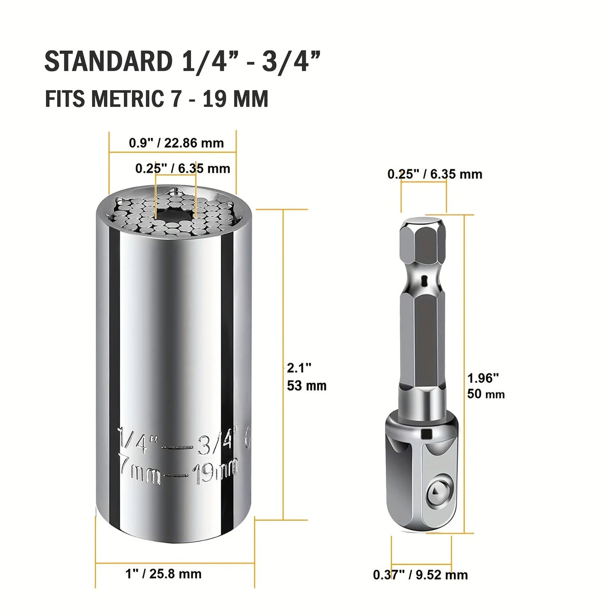 Universal Socket Wrench Set 7–19mm | 3/8" Impact Adapter Socket Wrench Set Babs
