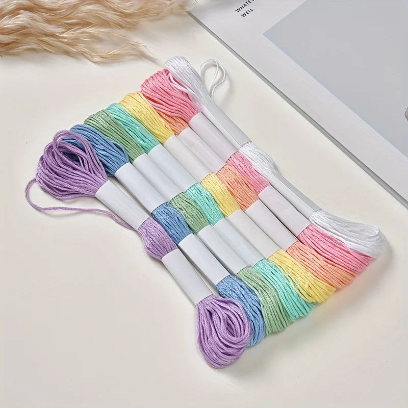 16pcs Macaron Pastel Cross Stitch Threads | DIY Craft Set Embroidery Thread Set Babs
