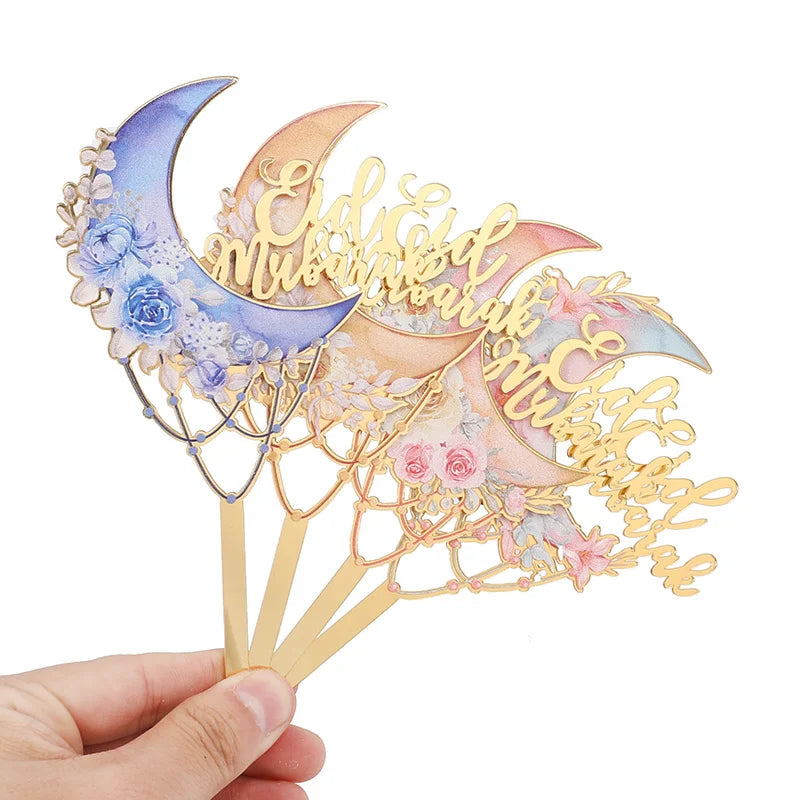Eid Mubarak Acrylic Cake Topper – Moon Flower DIY Decoration Acrylic Cake Topper Babs