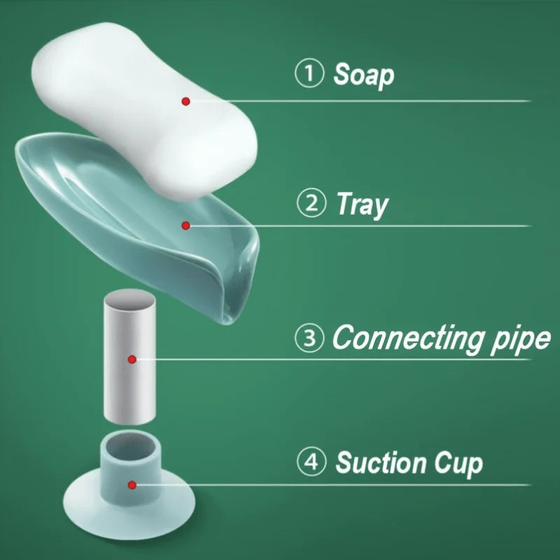 Leaf Soap Dish with Drain & Suction Cup | Bathroom Soap Holder Bathroom Soap Dish Babs