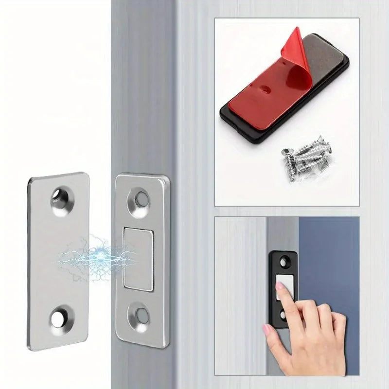 4Pc Ultra-Thin Magnetic Cabinet Door Catch Latch | Steel Closer Magnetic Cabinet Latch Babs