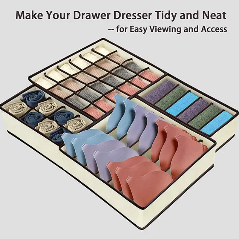 Fabric Grid Storage Box – Underwear, Bra & Sock Organizer Drawer Storage Organizer Babs