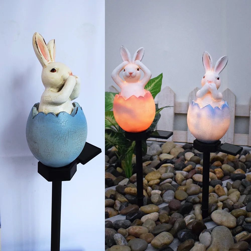 Solar Bunny Egg Lamp – Waterproof LED Garden Pathway Light Solar Garden Light Babs Blue 1PC