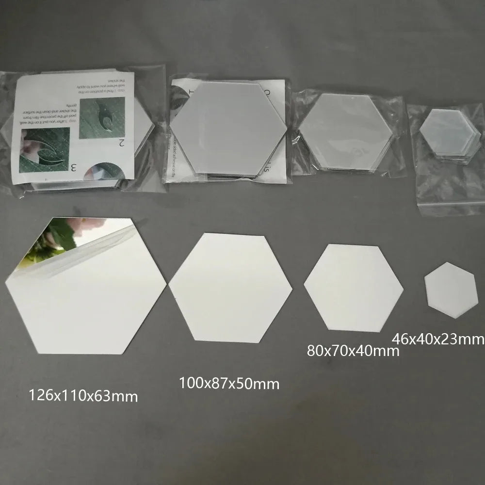 36Pcs Hexagonal 3D Mirror Wall Stickers – Self-Adhesive Decor Mirror Wall Stickers Babs