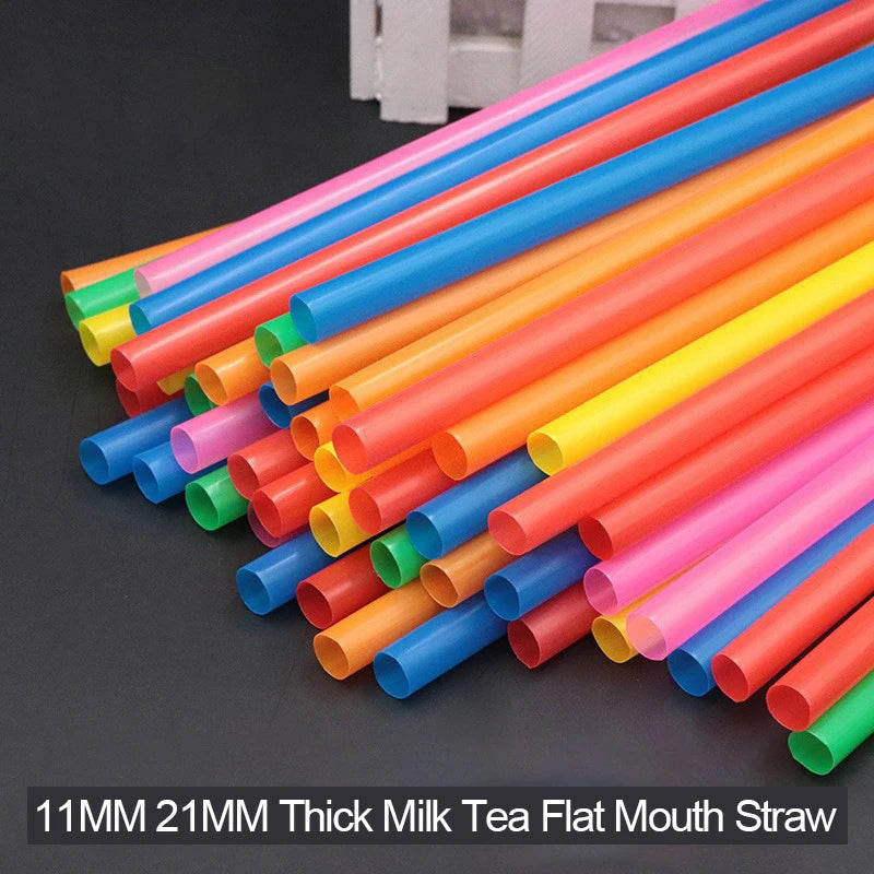 100pcs Bubble Tea Straws 210x11mm Wide Plastic Boba Straws Disposable Drink Straws Babs