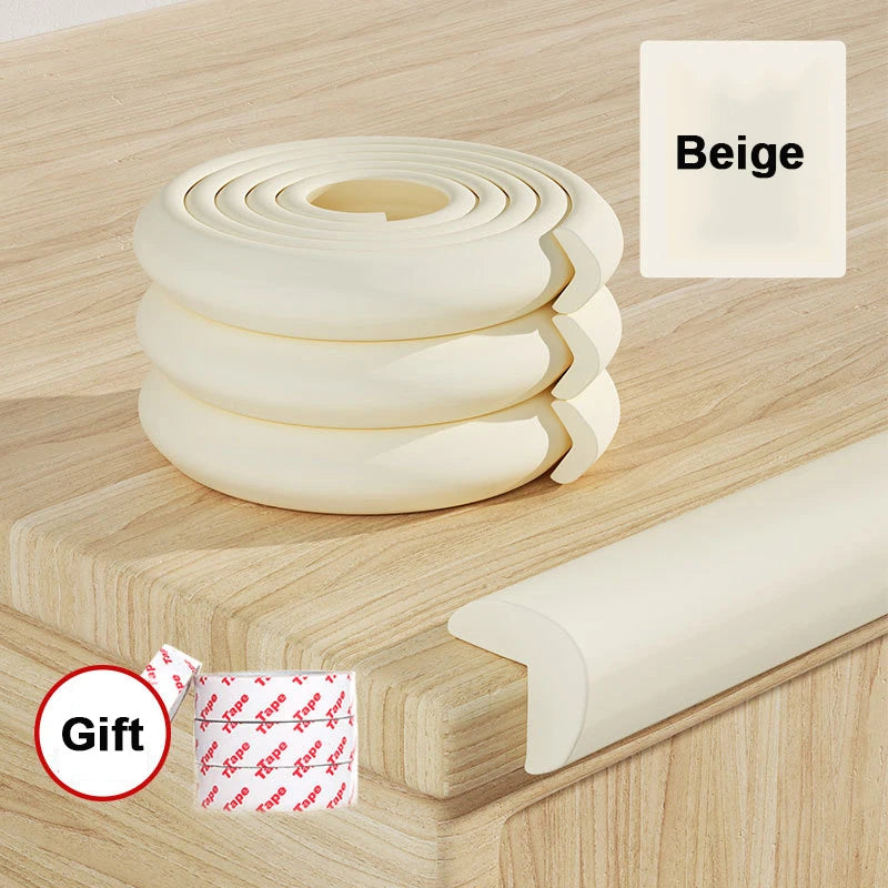 2M L-Shaped Baby Safety Edge Guard Strip | Soft NBR Bumper Edge & Corner Guard Babs Beige-2M
