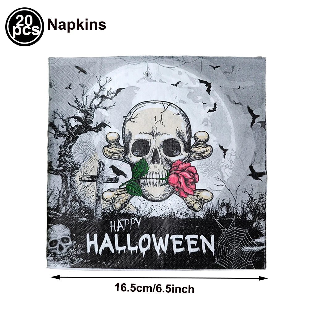 20-Pack Halloween Disposable Paper Napkins – Spooky Prints Disposable Party Napkins Babs light green as show