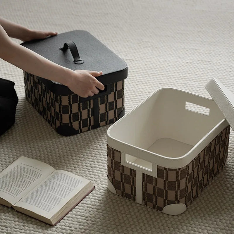 Large Leather Storage Box with Lid – Retro Luxury Organizer Leather Storage Box Babs