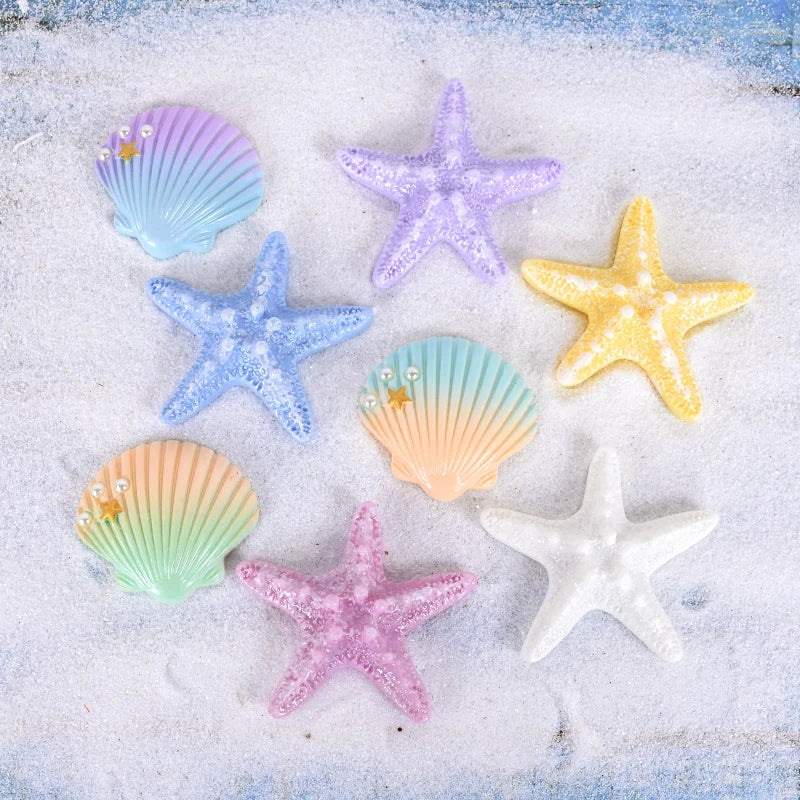 Resin Shell Starfish Mermaid Cake Toppers – Ocean Party Cake Topper Set Babs