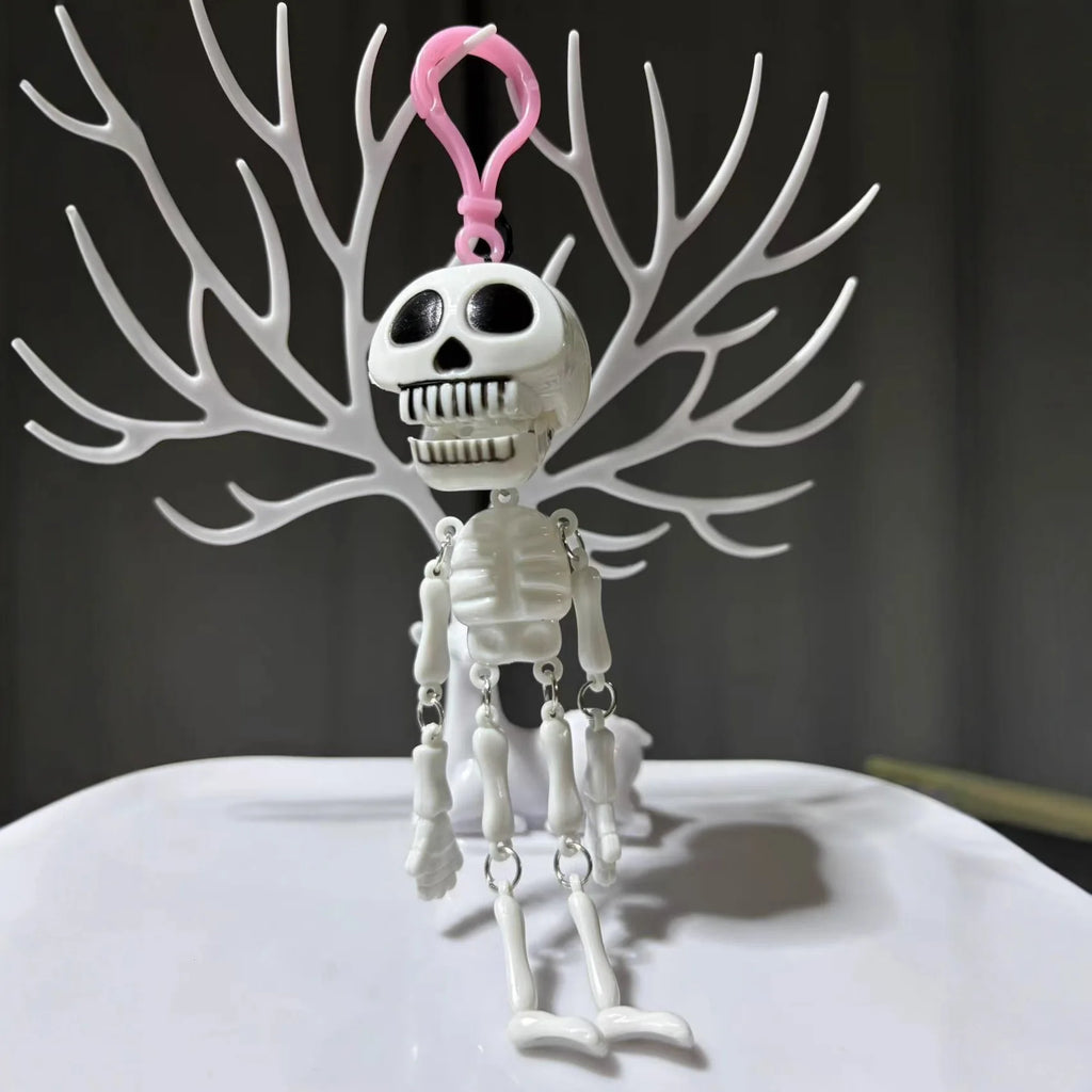 Skeleton Bag Charm Keychain – Pull String Movable Joints Novelty Keychain Charm Babs