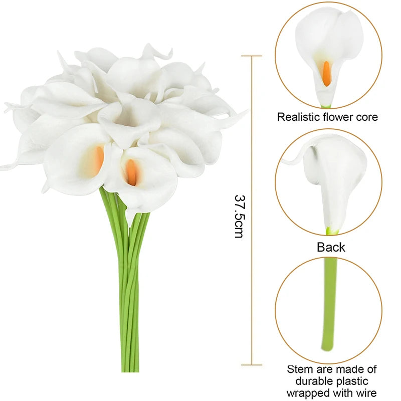 Real Touch White Calla Lily Artificial Flowers 5/10 Pcs Artificial Flowers Babs