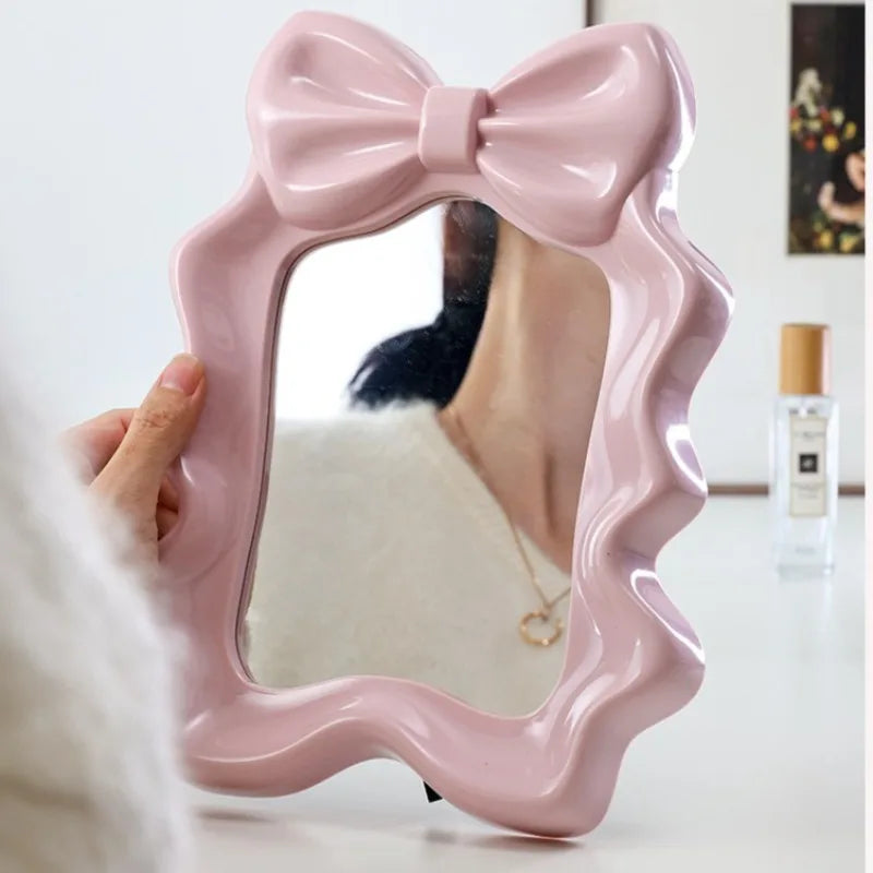 Ruffled Bow Desktop Makeup Mirror – Dorm & Bedroom Décor Desktop Makeup Mirror Babs