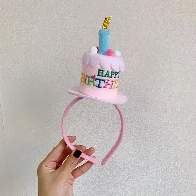 10pcs Birthday Cake Headband Crowns – Pink White Blue Party Set Party Headband Set Babs style 3