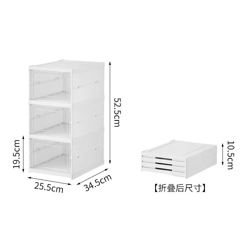 6-Layer Foldable Transparent Shoe Storage Box | Stackable Rack Shoe Storage Organizer Babs White-A1