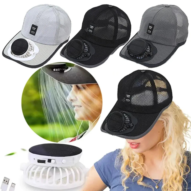 Solar Fan Cap – Breathable Mesh Outdoor Baseball Hat Unisex Solar Fan Hat Babs