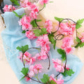 220cm Artificial Cherry Blossom Vine | Silk Flower Garland Artificial Flower Vine Babs Rose Red 1 PC