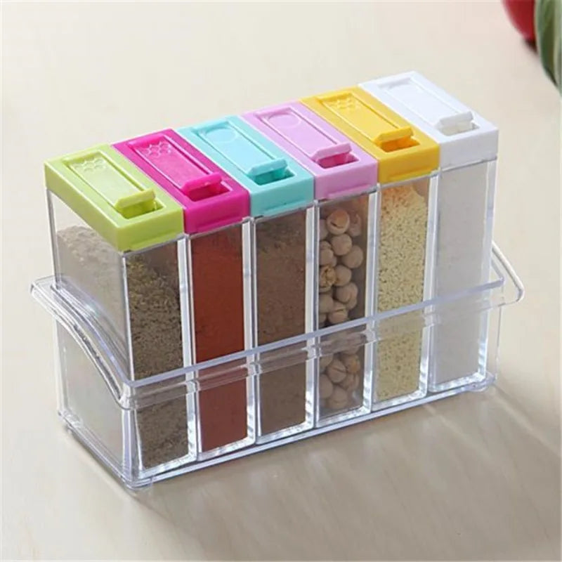 6-Grid Transparent Seasoning Box Set | Kitchen Spice Organizer Spice Jar Organizer Babs 1 set