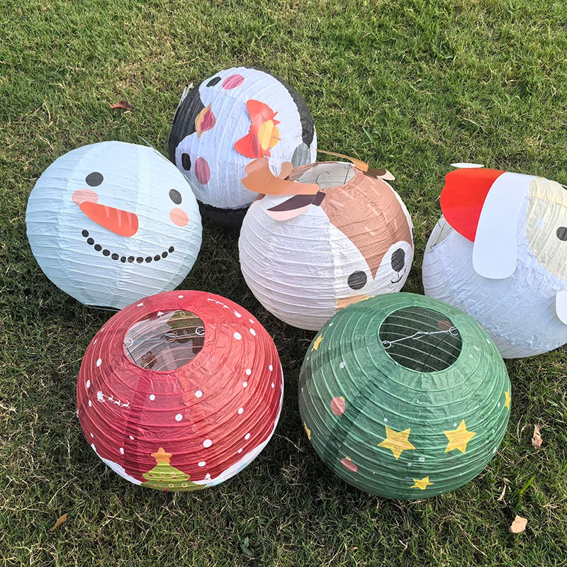 6-Piece Christmas Paper Lantern Set – Snowman & Santa Décor Christmas Hanging Lanterns Babs