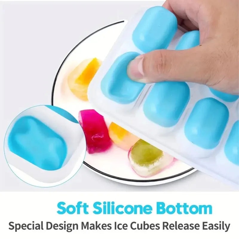 14-Grid Silicone Ice Cube Mold with Lid – Popsicle Maker Ice Cube Mold Babs