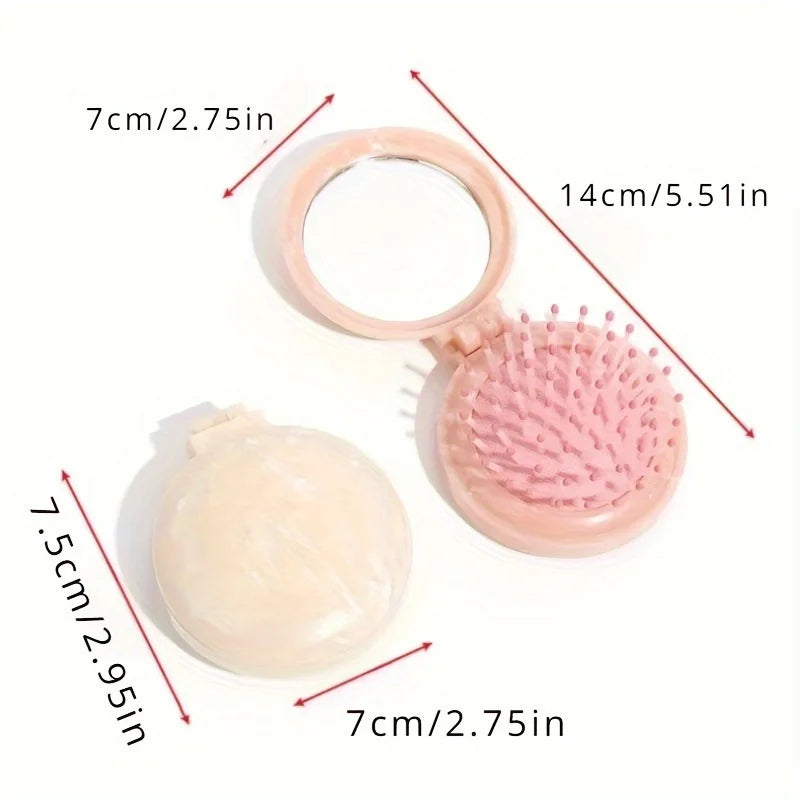 Marble Air Cushion Hair Comb with Mirror – Foldable Travel Air Cushion Hair Comb Babs