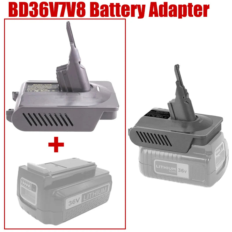 Battery Adapter for Dyson V7 V8 & Black+Decker 36V BD36V7V8 Battery Adapter Babs