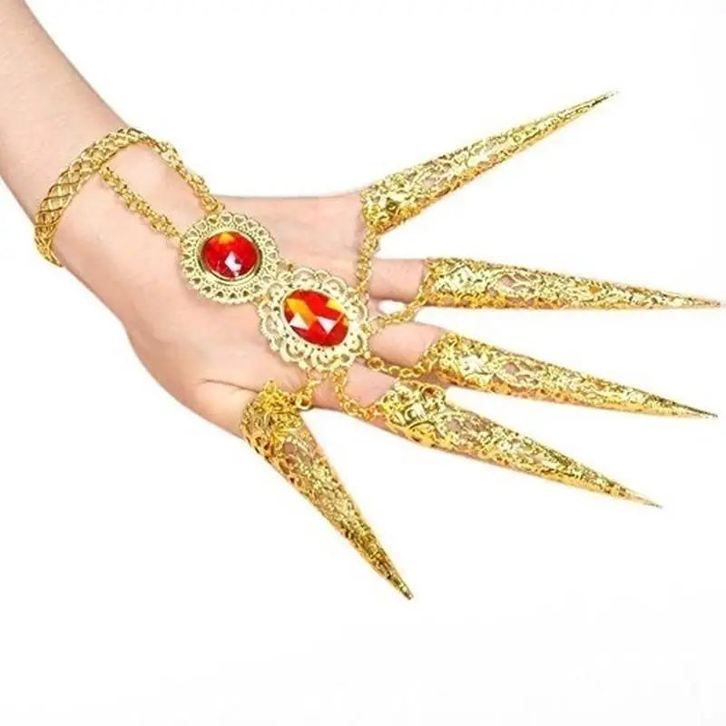 2pcs Belly Dance Gypsy Egyptian Bracelet Gold Finger Nails Dance Costume Jewelry Babs