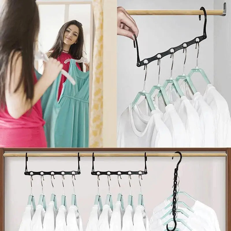 6-Pack Magic Space-Saving Multi Hangers – Closet Organizer Closet Multi Hangers Babs Black-6pcs