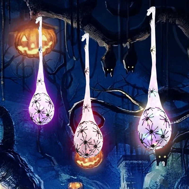 Hanging Spider Egg Sack with LED Lights – Halloween Decoration Halloween Prop Decoration Babs