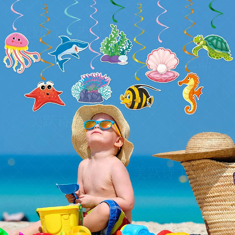 Under the Sea Hanging Spiral Party Decorations – Ocean Theme Party Hanging Decorations Babs