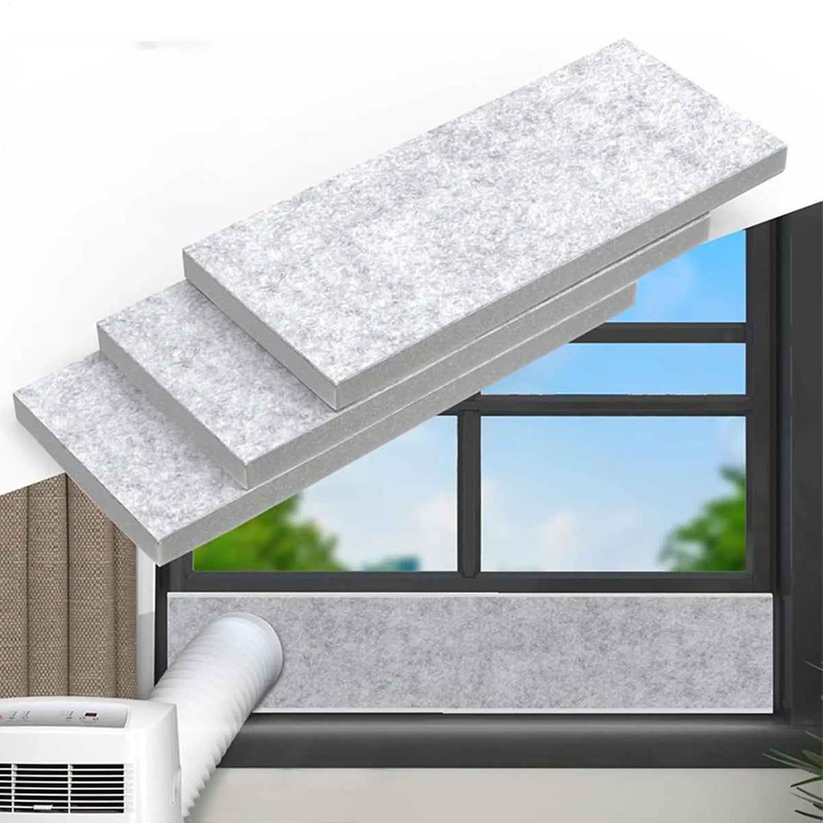 Portable AC Window Foam Seal Kit – 3-Panel Insulation Set AC Window Seal Kit Babs