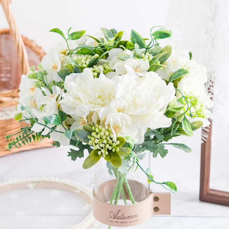 Silk Peony Rose Artificial Flower Bouquet | Wedding & Home Décor Artificial Flower Bouquet Babs