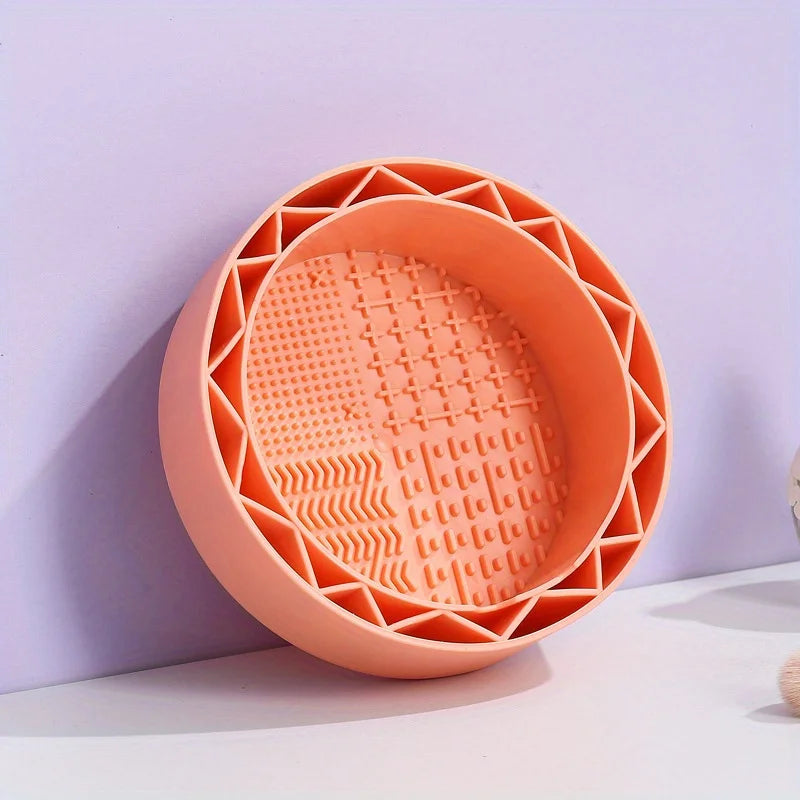 Silicone Makeup Brush Cleaner Bowl – Portable Washing Tool Makeup Brush Cleaner Babs Orange