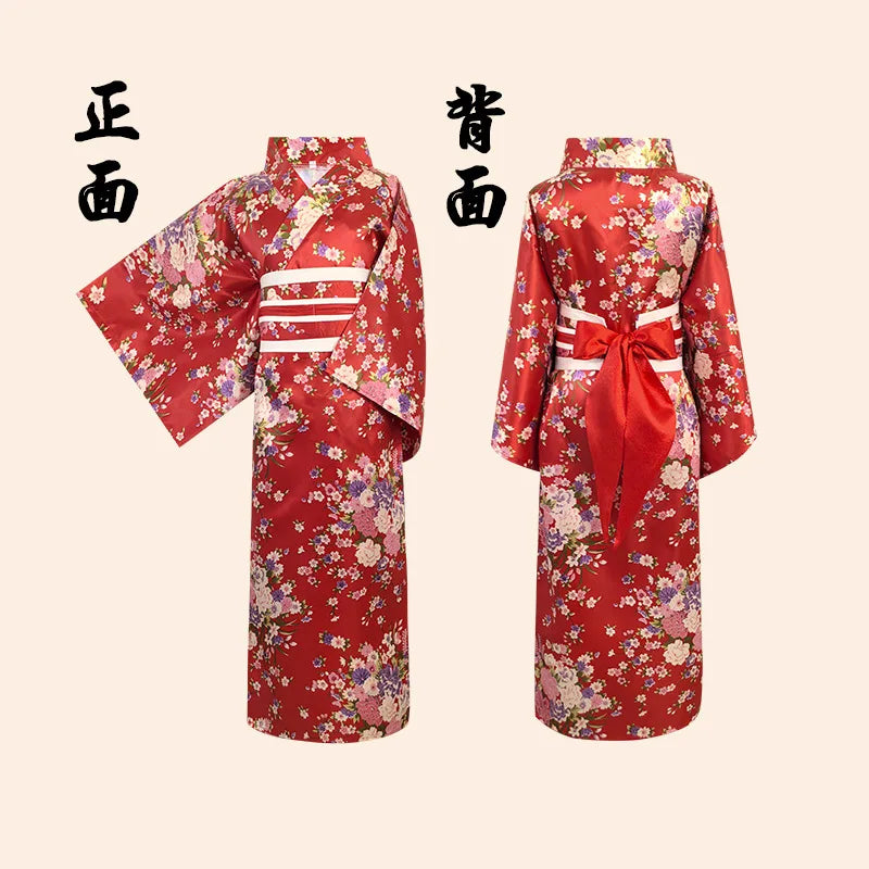 Children's Floral Japanese Kimono Yukata Cosplay Costume Yukata Costume Set Babs E 130cm China Mainland