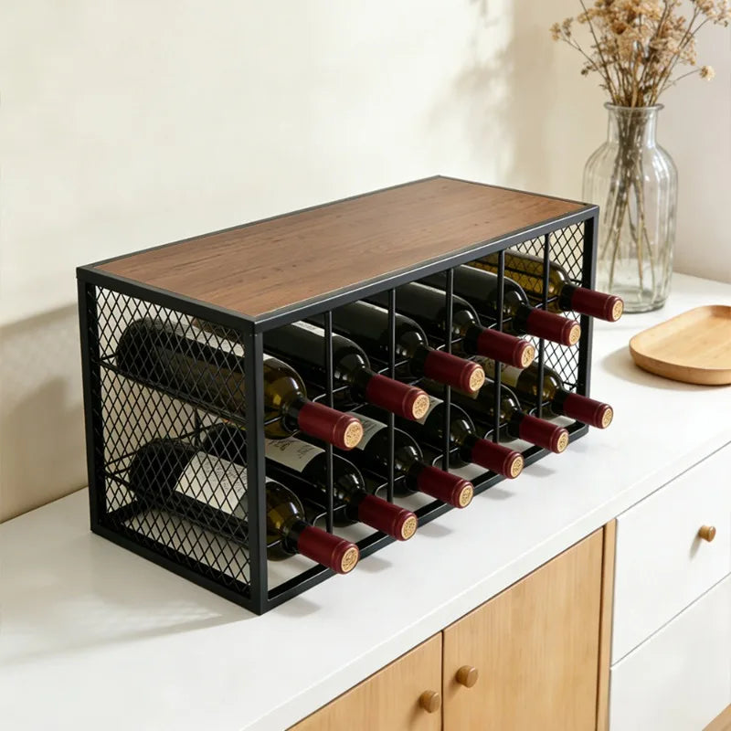 Luxury Vertical Metal Wine Rack – Modern Black Grid Holder Wine Rack Babs