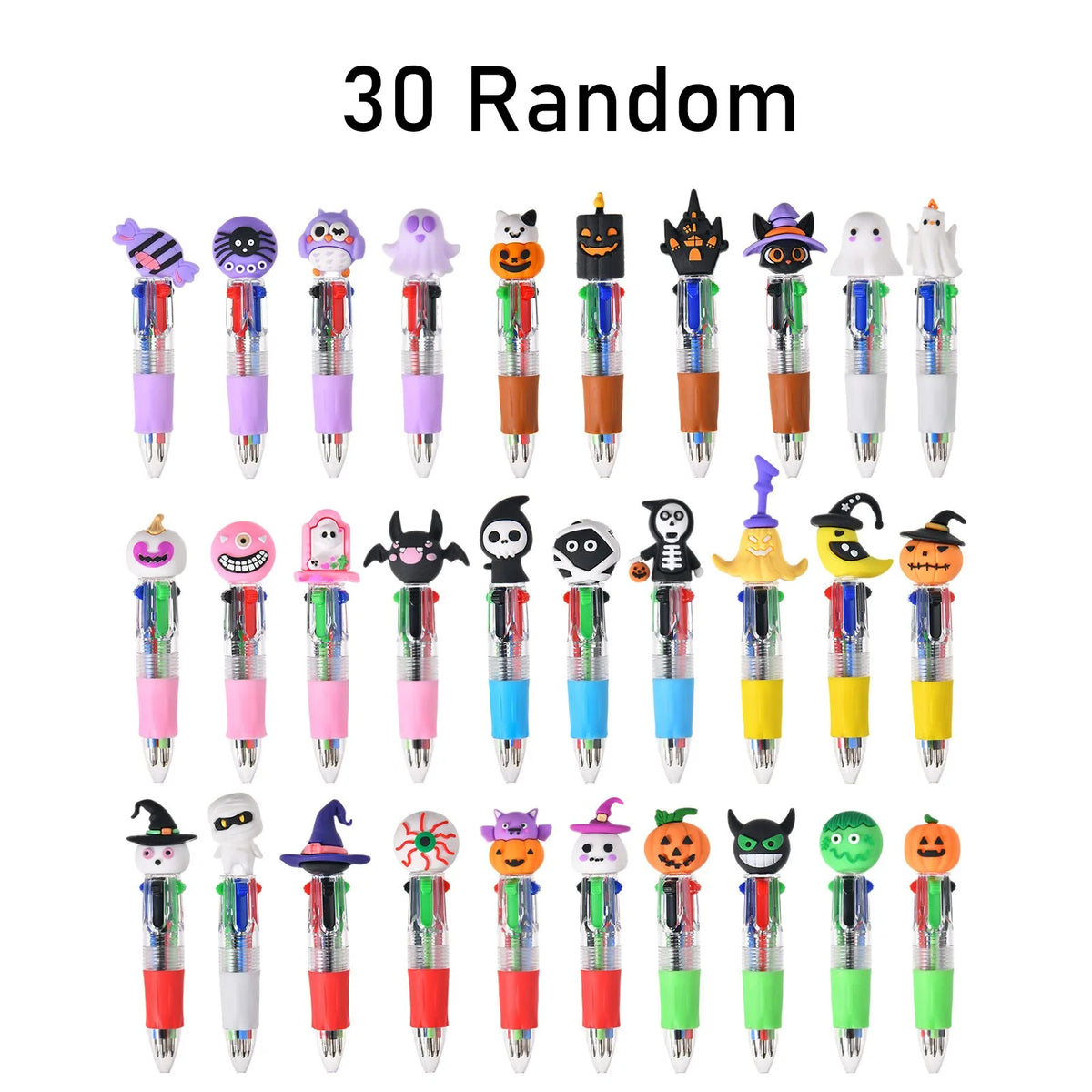 Halloween 4-in-1 Multicolor Ballpoint Pens – Pumpkin Bat Ghost Novelty Ballpoint Pens Babs 30PCS One Size