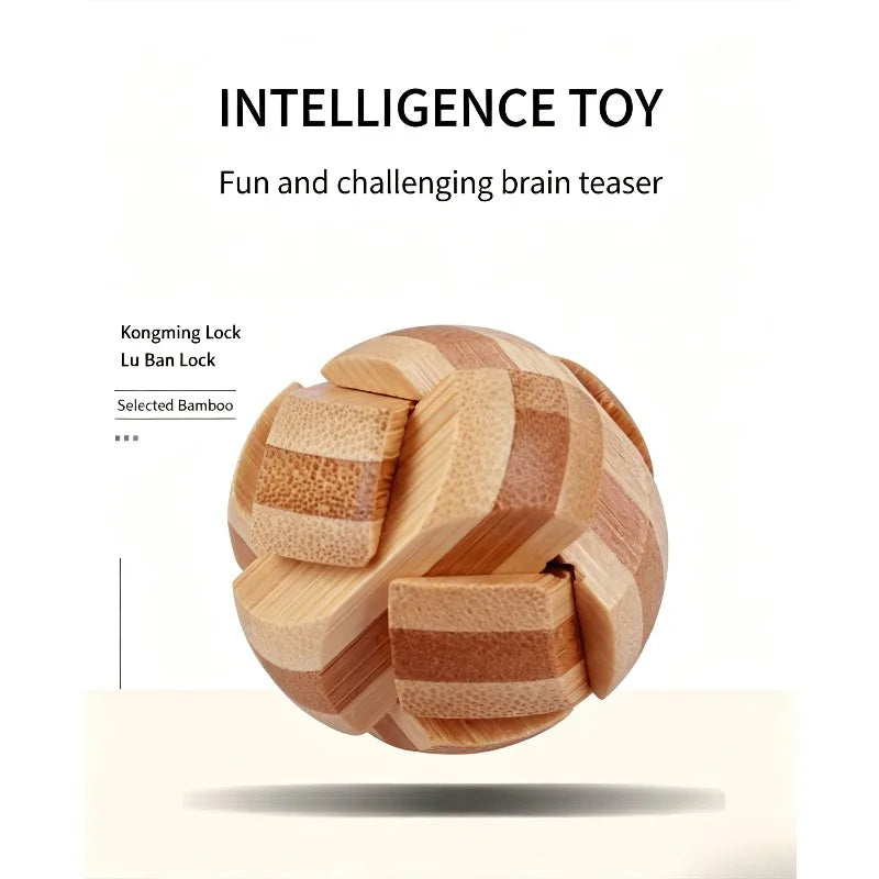 Bamboo Kongming Lock 3D Interlocking Puzzle Brain Teaser Toy 3D Interlocking Puzzle Babs