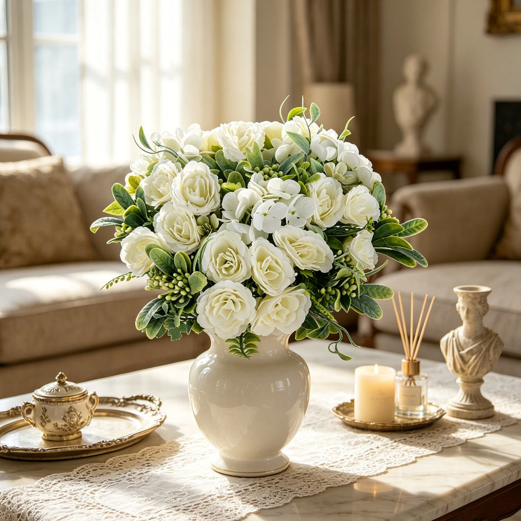 Silk Artificial Roses & Hydrangea Bouquet – Wedding & Home Décor Artificial Flower Bouquet Babs