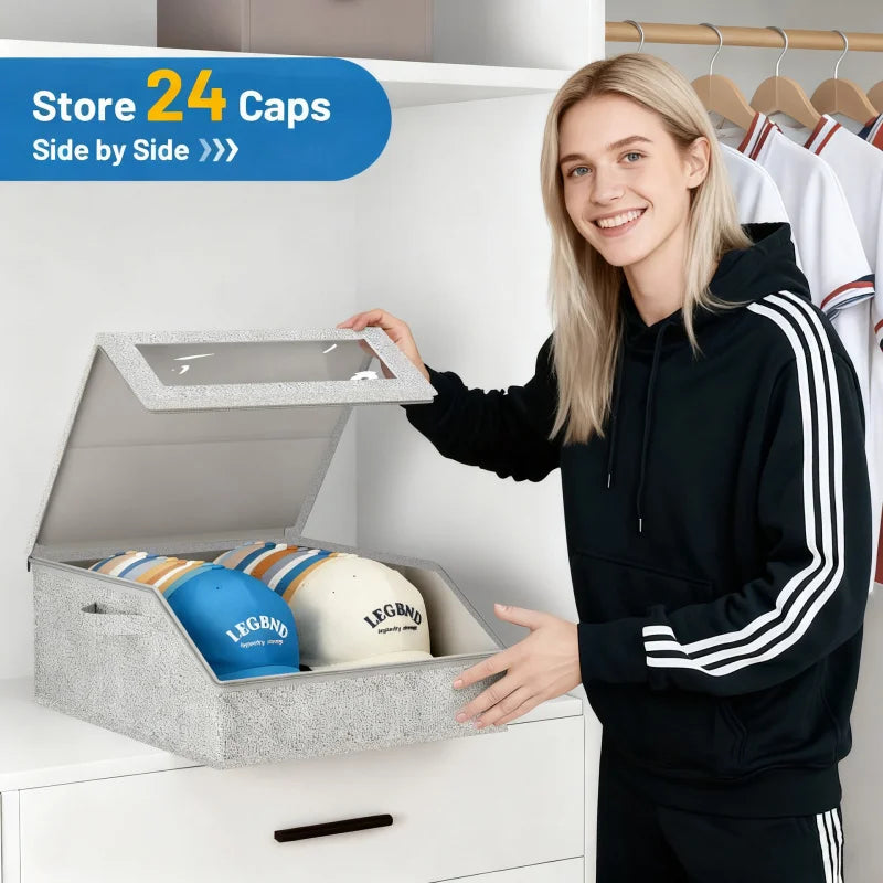 Baseball Cap Storage Box – Large Capacity, Space-Saving Organizer Hat Storage Box Babs