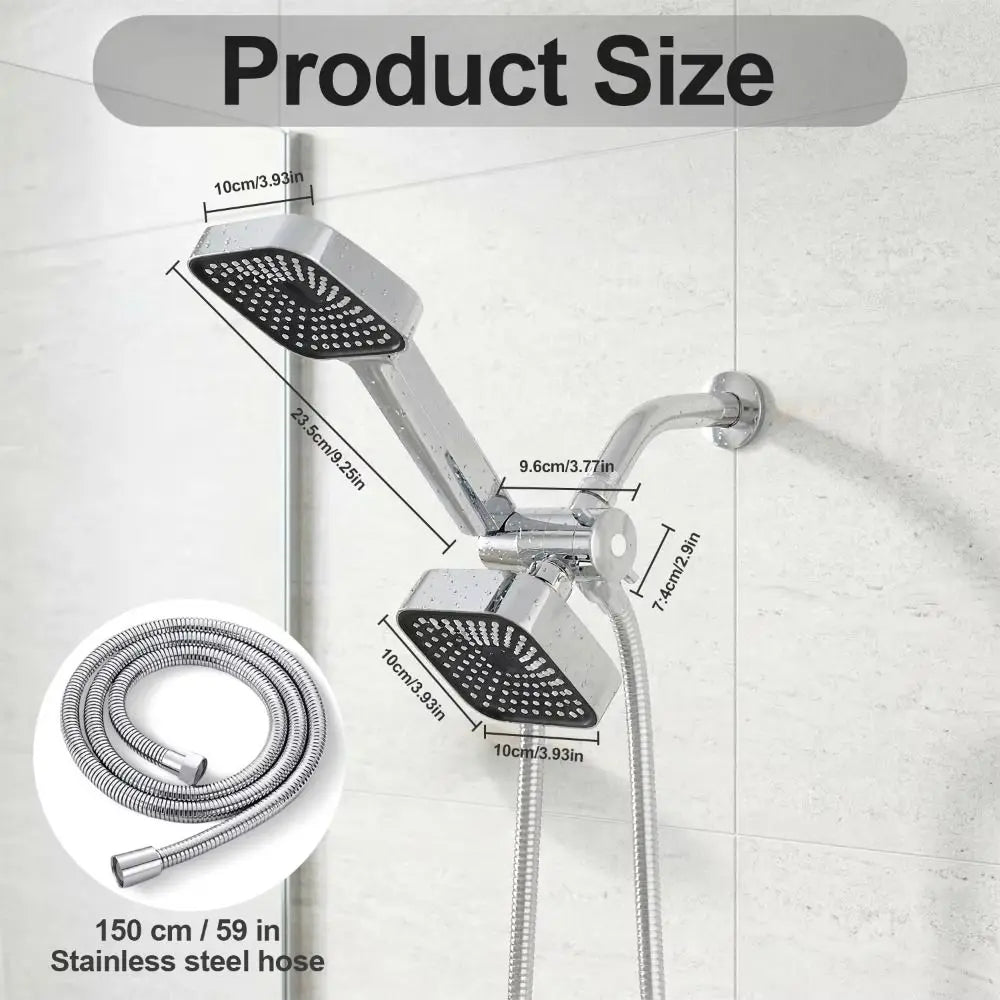 Square Handheld Shower Set with Hose, Bracket & 3-Way Diverter Handheld Shower Set Babs