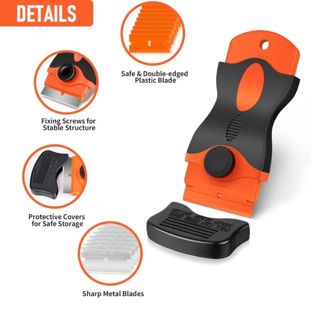 Razor Blade Scraper Tool – 10 Metal & Plastic Blades Included Blade Scraper Tool Babs